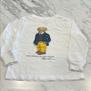 Polo by Ralph Lauren White Long Sleeve Tee with Bear Graphic